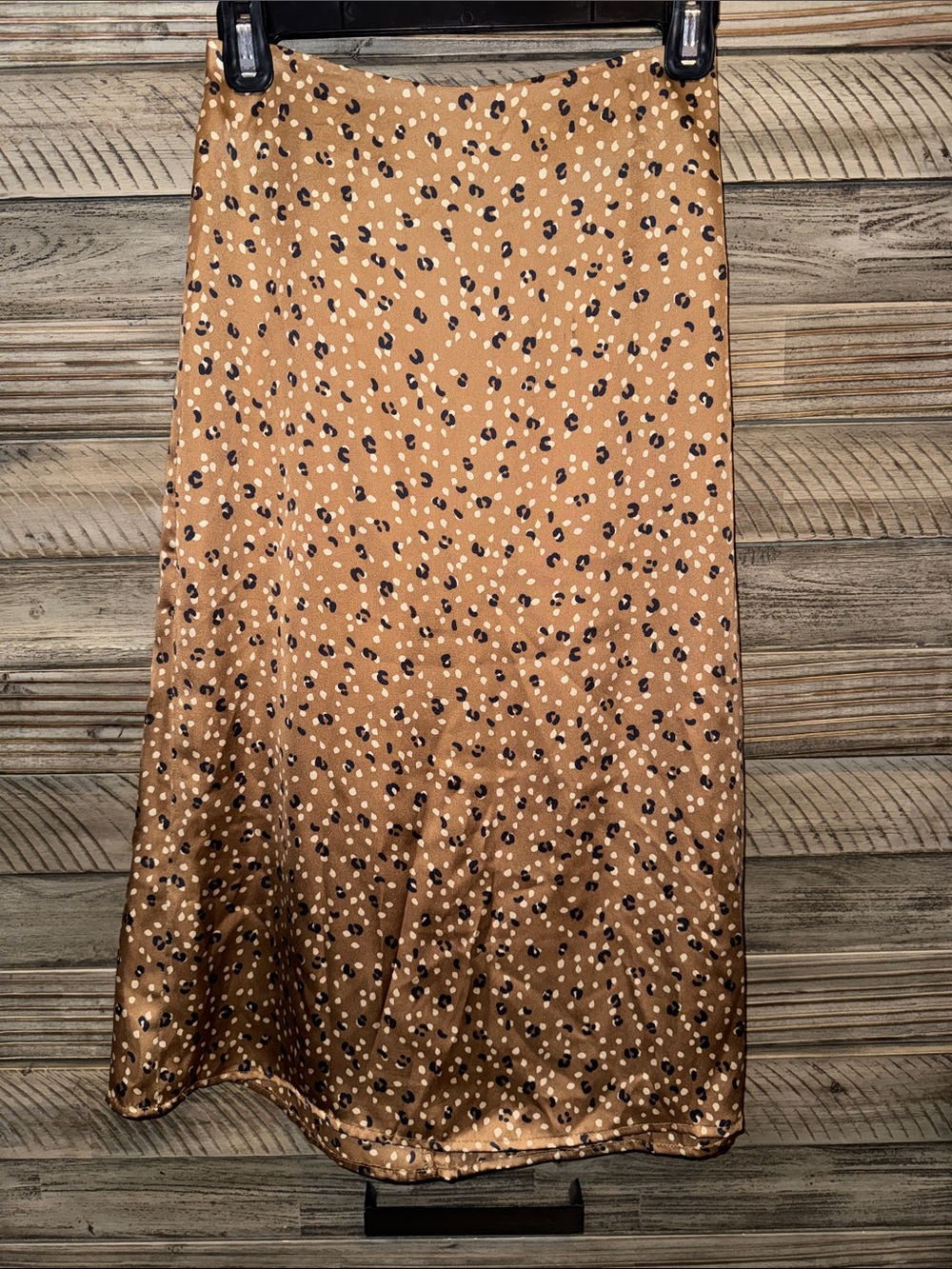 Leopard Print Midi Satin Skirt